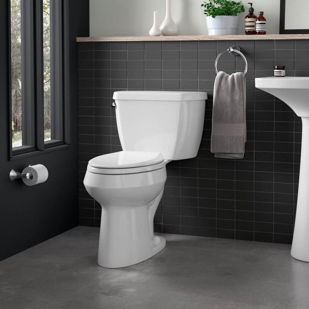 White Elongated High Efficiency Two-Piece Toilet with Pressure Assist