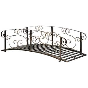 72.5 in. Metal Landscape Garden Bridge, Arch Backyard Garden Bridge with Siderails, Holds up to 330 lbs. in Bronze Color