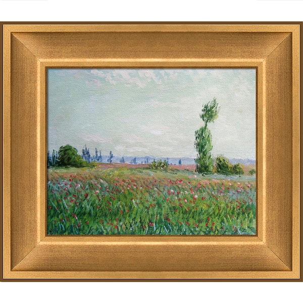 LA PASTICHE The Fields of Poppies by Claude Monet Muted Gold Glow Framed Abstract Oil Painting Art Print 12 in. x 14 in.