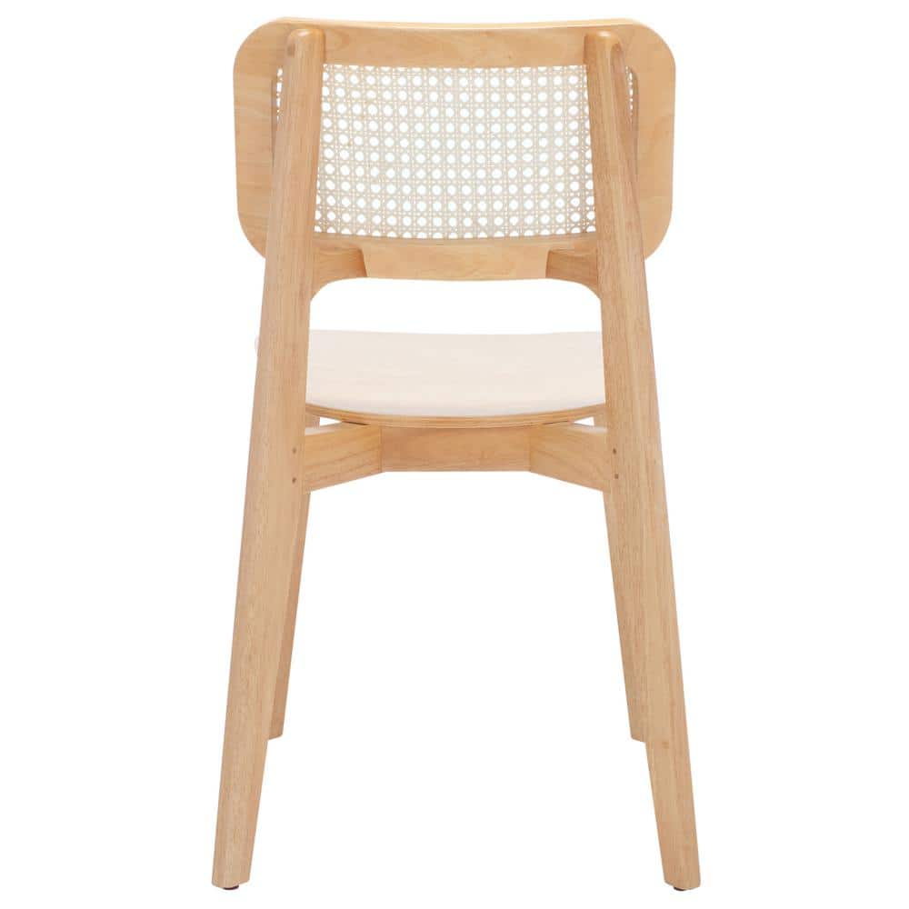 Natural Wood and Cane Low Slat Dining Chair Set
