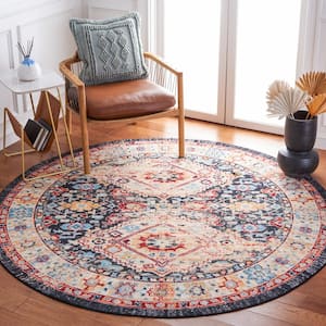 Riviera Charcoal/Gold 7 ft. x 7 ft. Machine Washable Medallion Border Round Area Rug