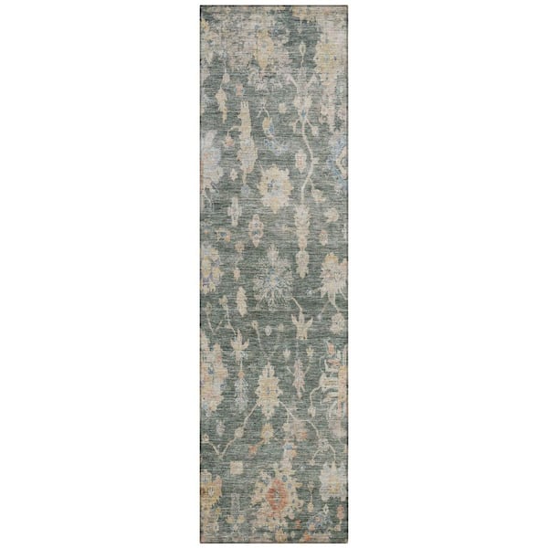 Chantille Machine Washable Indoor/Outdoor Abstract ACN2355 Basil 2 ft. x 7 ft. Runner Rug