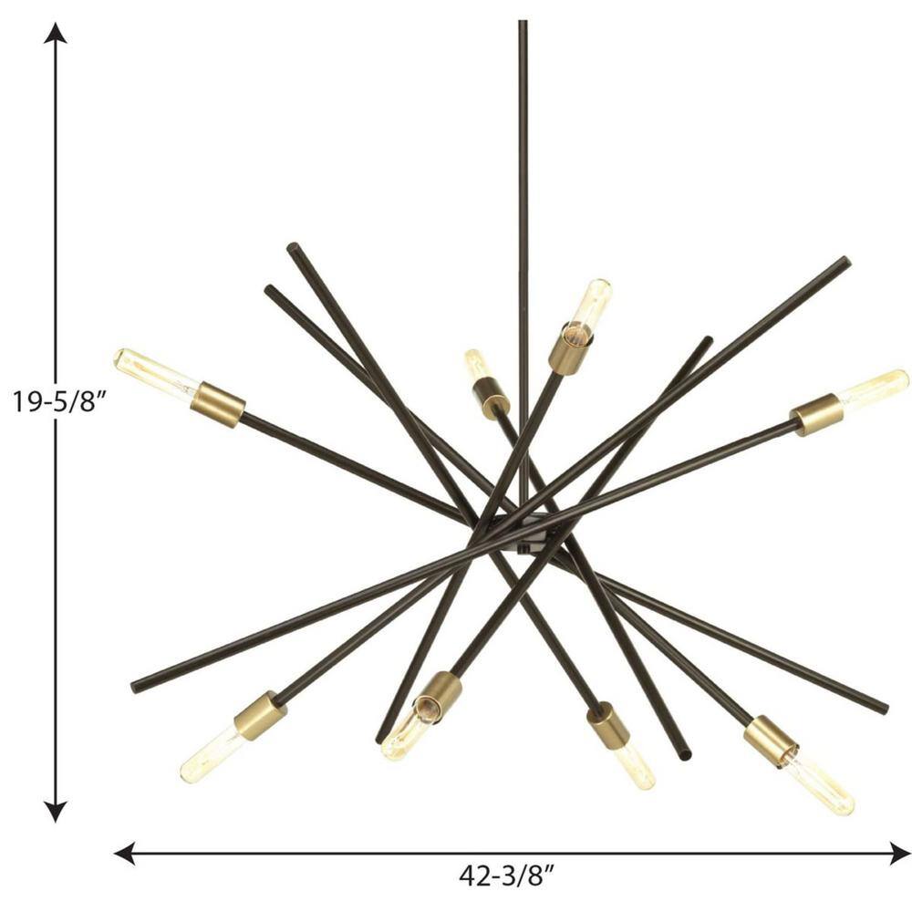 Antique Bronze Sputnik 8-Light Chandelier with Brass Accents