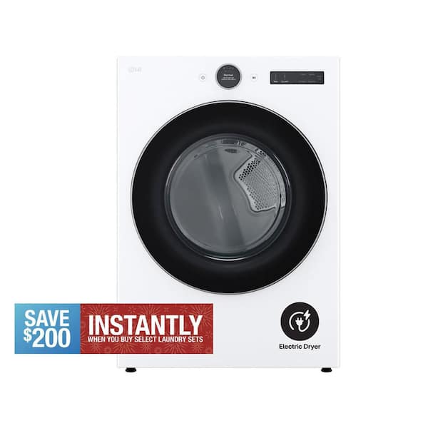 7.4 cu. ft. Vented Stackable SMART Electric Dryer in White with TurboSteam and AI Sensor Dry Technology