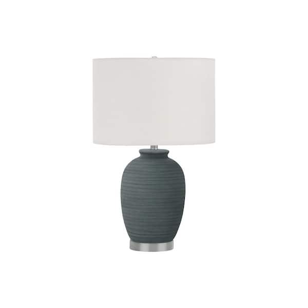 Contemporary 24 in. H Table Lamp with White Shade, Blue Ceramic