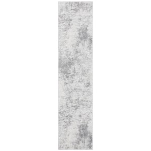 Tulum Ivory/Gray 2 ft. x 15 ft. Rustic Distressed Runner Rug