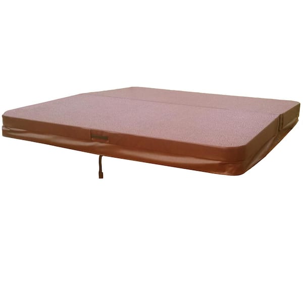 BeyondNice 96 in. x 96 in. Hot Tub Spa Cover for Gulf Coast LX11000, 5 in. - 3 in. Thick, 12 in. Radius Corners in Brown