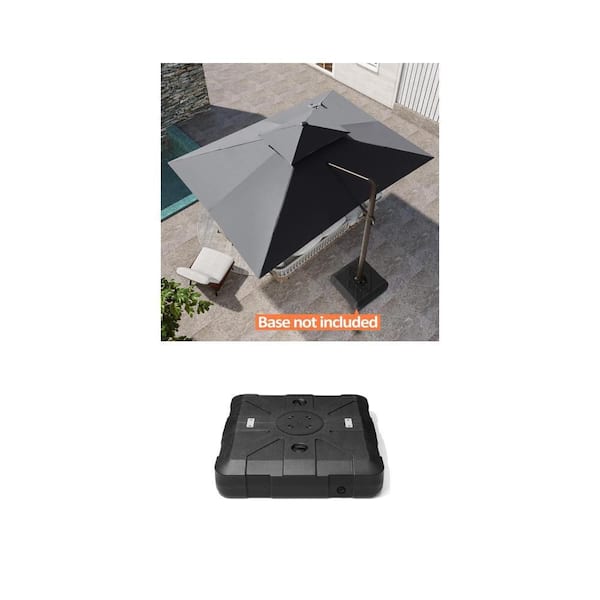 13 ft. x 10 ft. Dark Gray Cantilever Patio Umbrella and 260 lbs. Fillable Offset Umbrella Base with 8-Wheels Combo