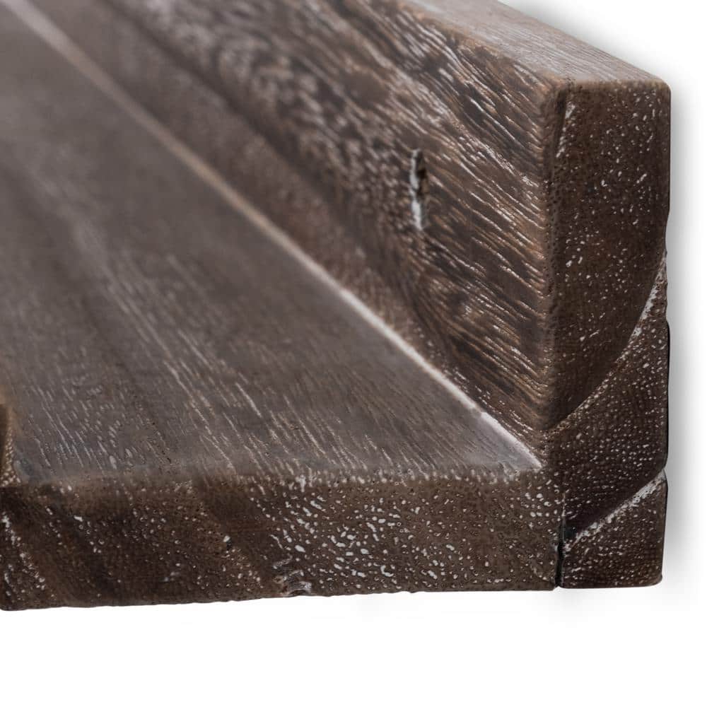 Duffy 24'' Torched Brown Paulownia 2-Piece Wall Shelf Set