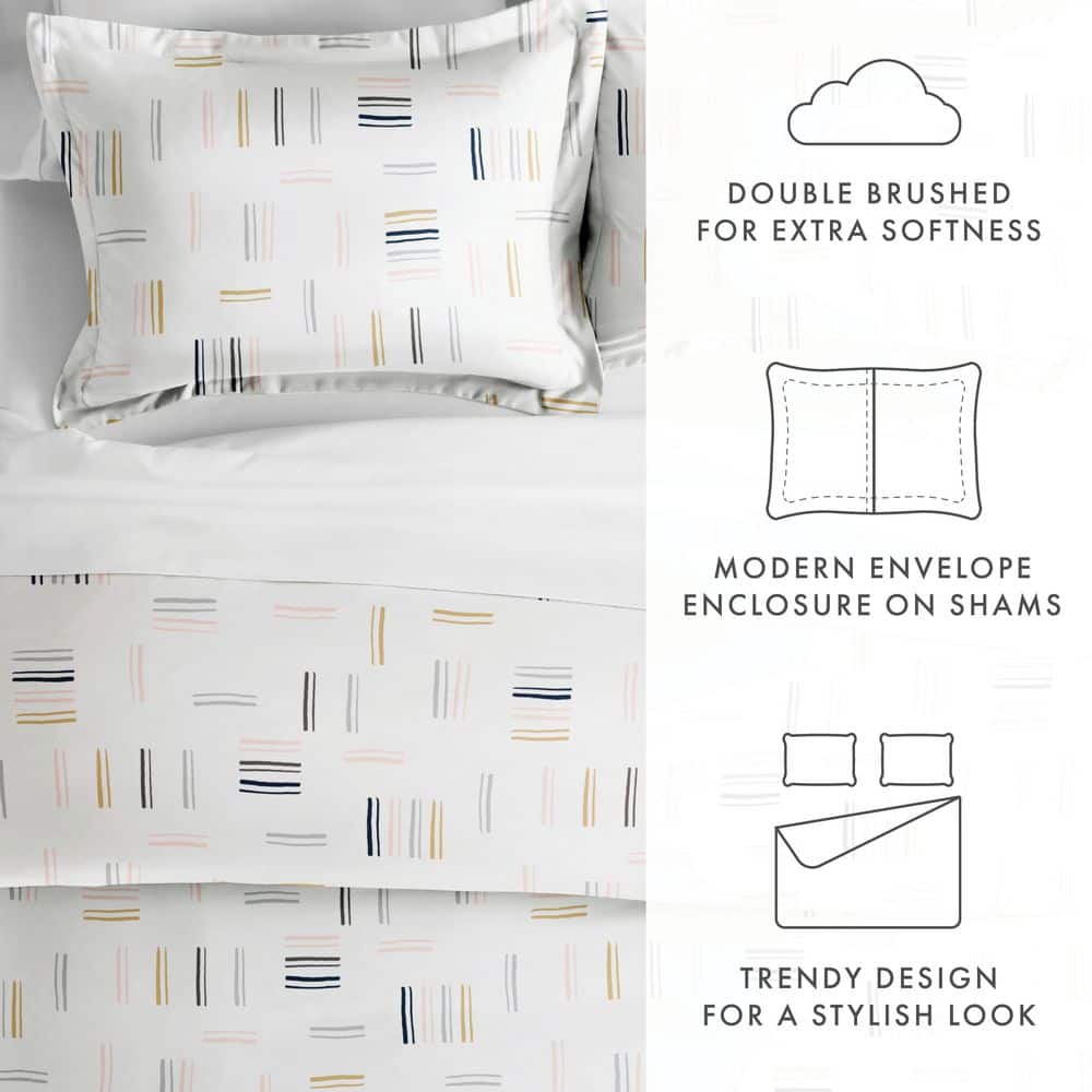California King Clay Geo Dash Print Aerated Fabric Bedspread Cover Set