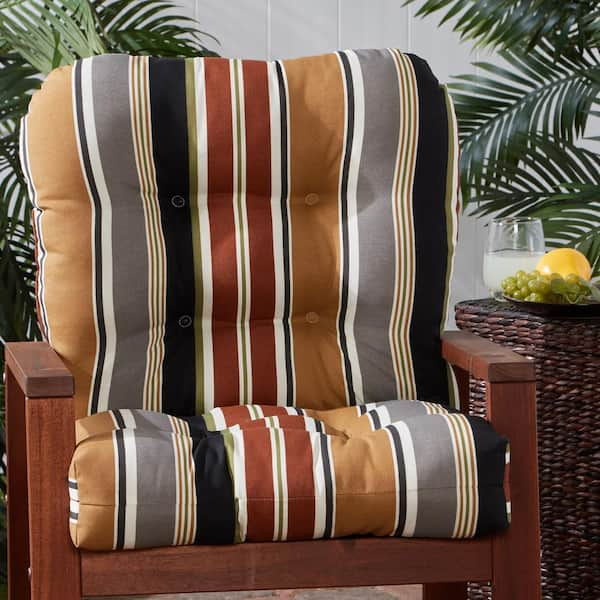 Greendale Home Fashions 21 in. x 42 in. Outdoor Dining Chair Cushion Sunset Multi-Color Stripe (2-Pack)