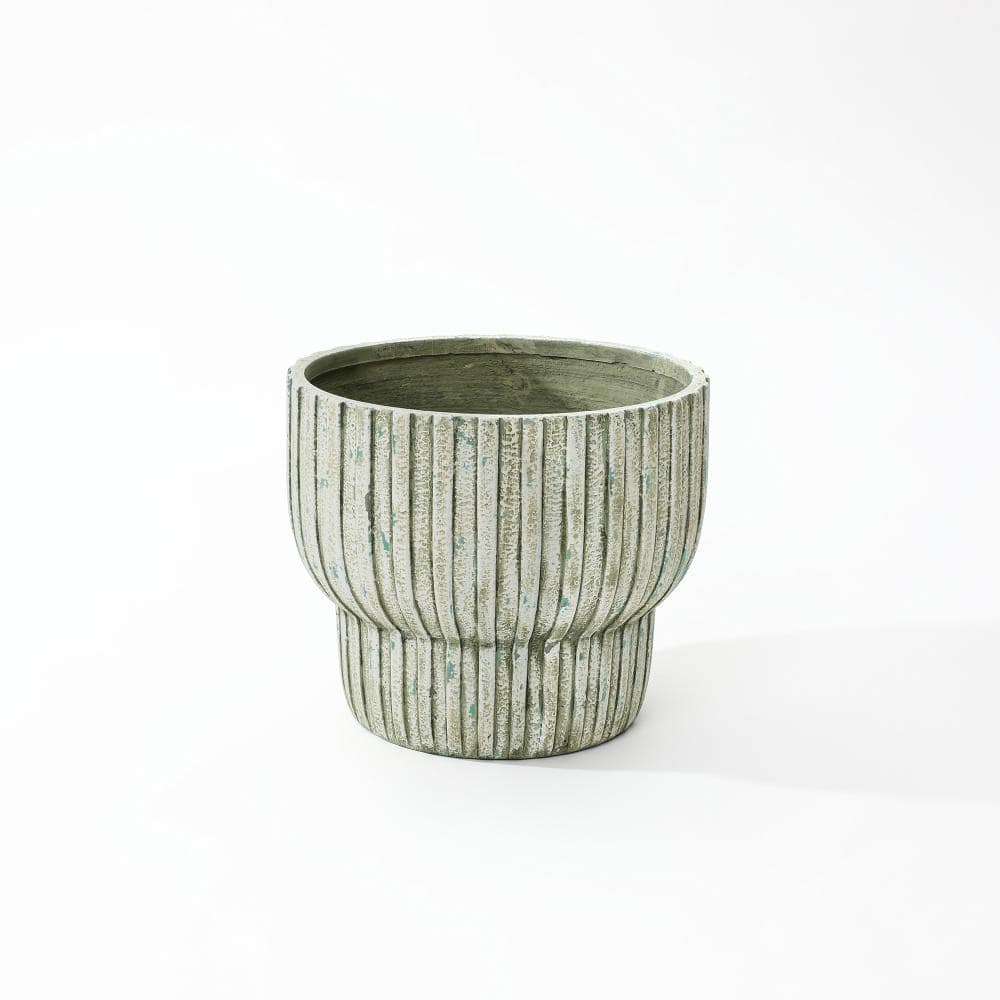 Vintage Distressed White with Green 13.4-Inch Tall Round Cement Planter price history on PriceWatchPro