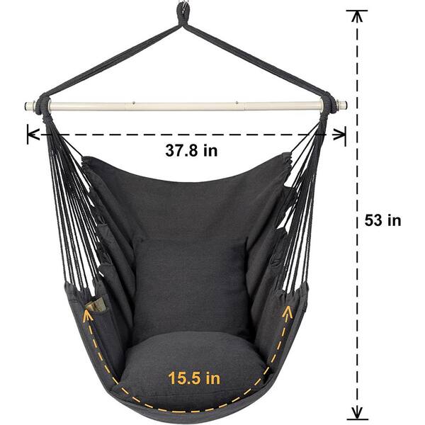 Hammock Chair Hanging Rope Swing, Maximum 500 lbs. 2-Seat Cushions  Included, Quality Cotton Weave in Beige B07DW7RYD3 - The Home Depot