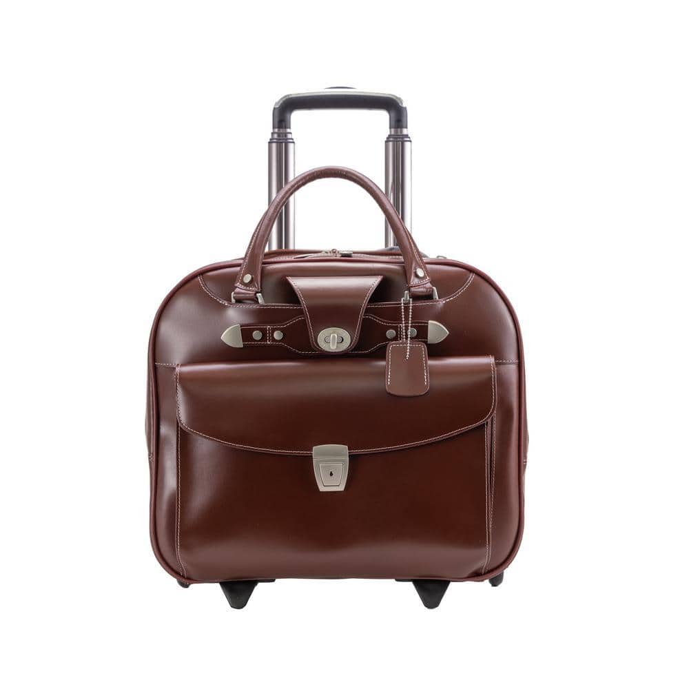 Denali 10.5 in. Red Top Grain Cowhide Leather 15 in. Wheeled Ladies' Laptop Briefcase