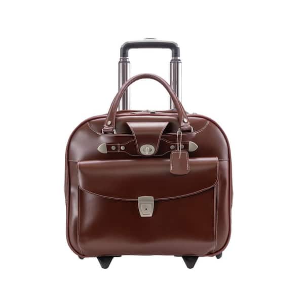 Denali 10.5 in. Red Top Grain Cowhide Leather 15 in. Wheeled Ladies' Laptop Briefcase