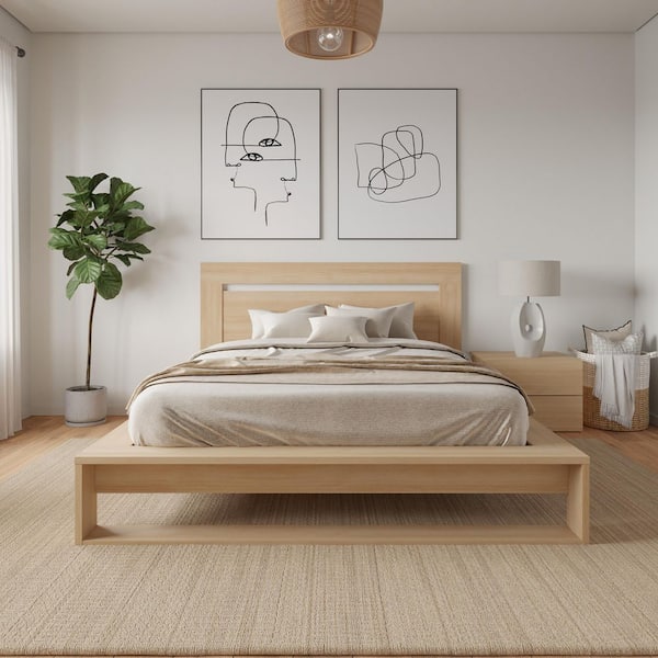 Ophelia 3-Piece Natural Blonde Oak Wood Composite Queen Size Bedroom Set