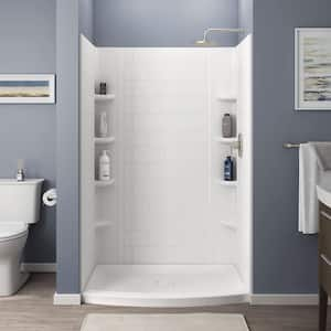 Ovation Curve 48 in. W x 72 in. H 3-Piece Glue Up Alcove Subway Tile Shower Walls in Arctic White