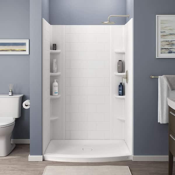 American Standard Ovation Curve 48 in. W x 72 in. H 3-Piece Glue Up Alcove Subway Tile Shower Walls in Arctic White