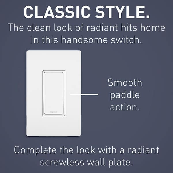 radiant 15 Amp 120-Volt 3-Way Decorator/Rocker Light Switch, White