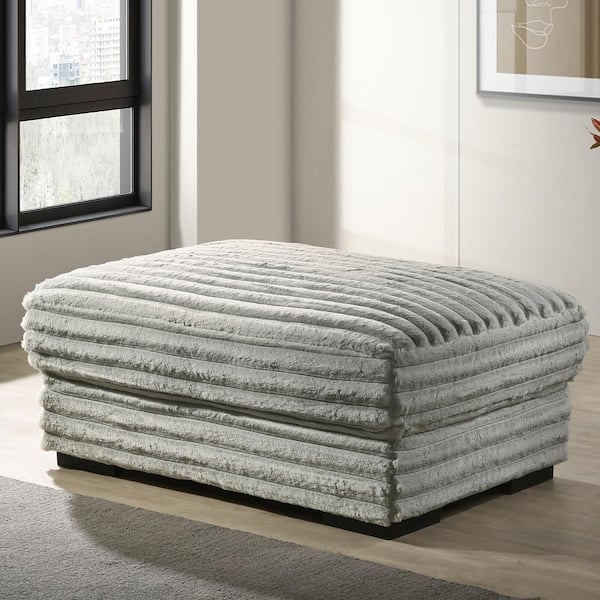 New Classic Furniture Embrace Gray Polyester Rectangle Ottoman