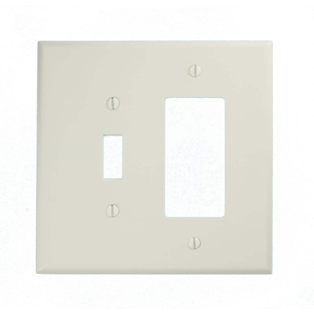 White Oversized 2-Gang Thermoset Combination Wallplate