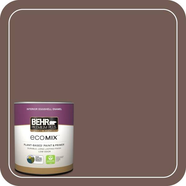 BEHR PREMIUM PLUS 1 qt. #220F-7 Yorkshire Brown Eggshell Enamel EcoMix ...