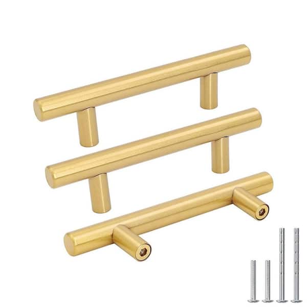 10 Pack Brushed Brass Gold Cabinet Handles and Drawer Pulls for Kitchen Bathroom Bedroom Furniture