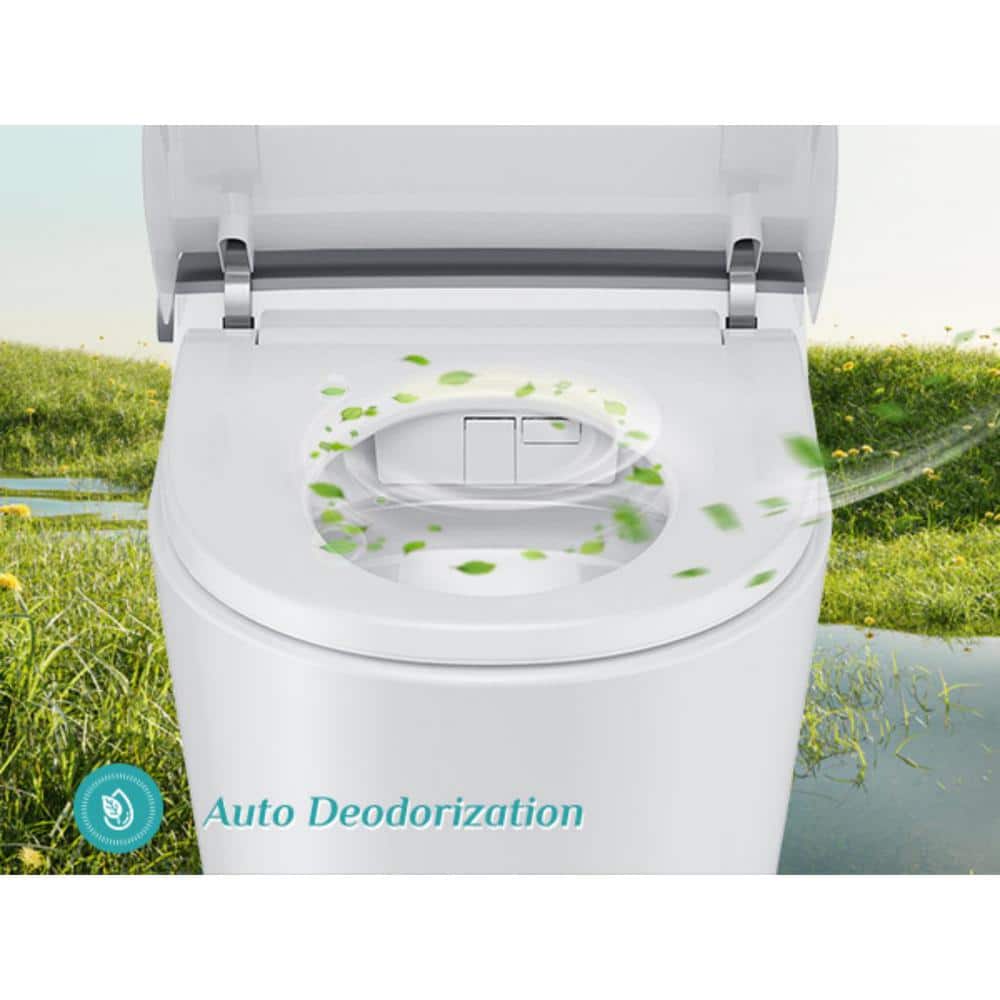 White Vitreous China Elongated Smart Bidet Toilet with Heated Seat