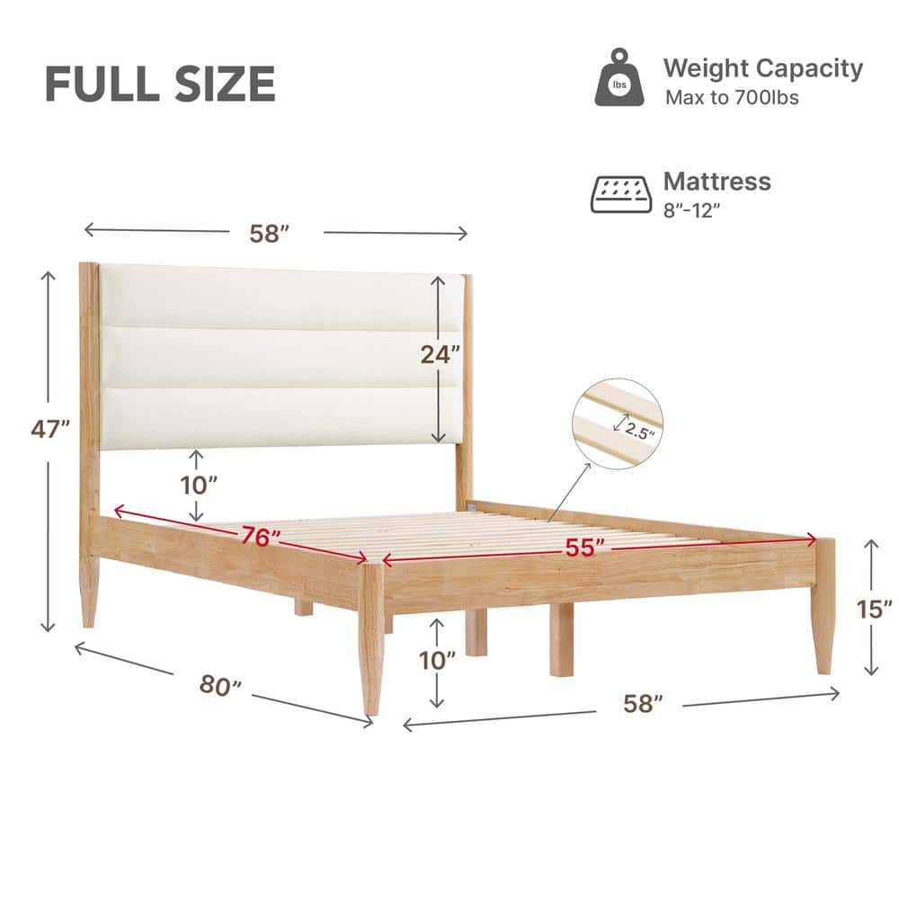 Eudora Brown Wood Frame Upholstered King Platform Bed with Channel Tufting Queen Bed Frame with Headboard - thumbnail 3