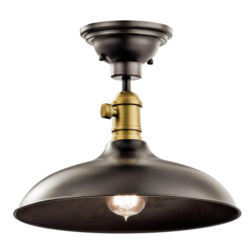 Vintage Bronze 12" Cone Glass Pendant Light with Down Lighting