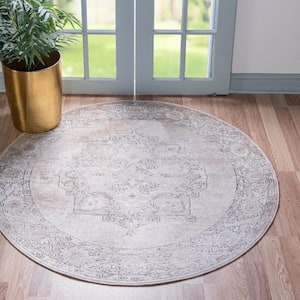 Portland Canby Ivory/Beige 5 ft. x 5 ft. Round Area Rug