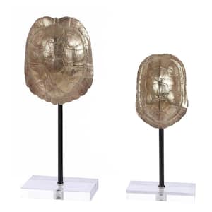 Eris 13.4 in. Gold Turtle Shell Decorative Table Sculpture (Set of 2)