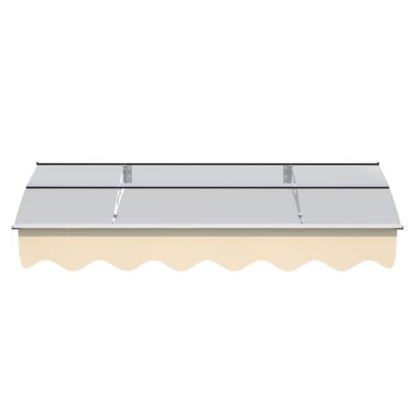 3 ft. x 5 ft. Silver Door Window Awning Canopy Polycarbonate Sheet with Polyester Valance for Wooden House