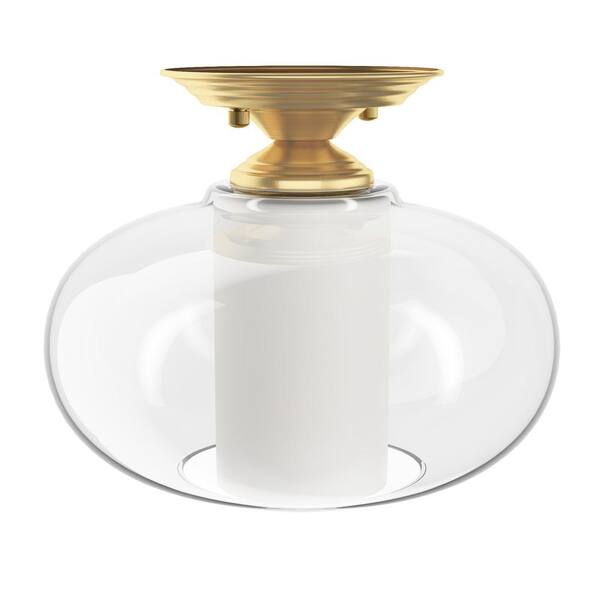 aiwen Modern 10.23 in. 1-Light Gold Vintage Semi-Flush Mount With