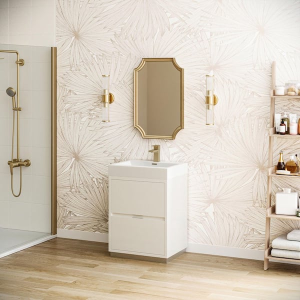 Valencia 24 in. W Bathroom Vanity in Glossy White with Acrylic Vanity Top in White