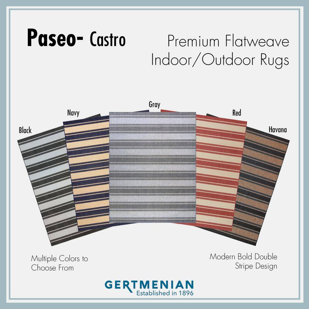 Coastal Navy Blue & Beige Striped Synthetic 8' x 10' Area Rug