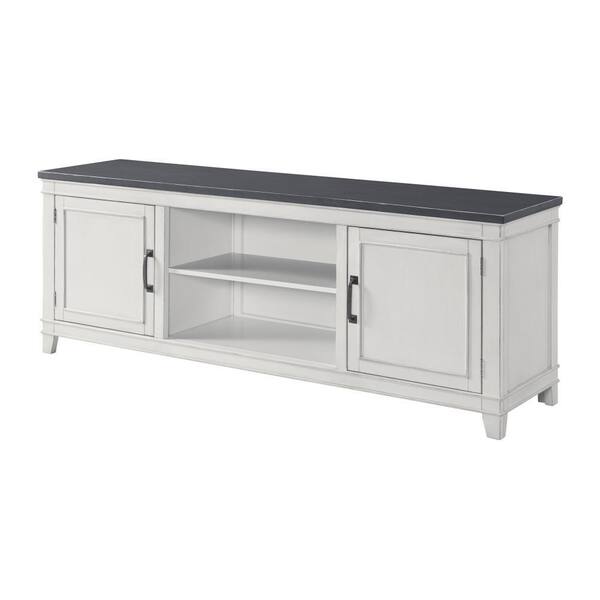 Benjara 70 in. White and Gray Wood TV Stand Fits TVs up to 65 in. with Bracket Legs