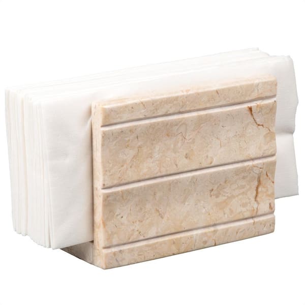 Beige Natural Champagne Marble Panda Collection Dinning Table Napkin Holder Stand, Dispenser