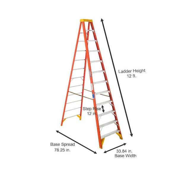 How tall is a 12ft ladder?