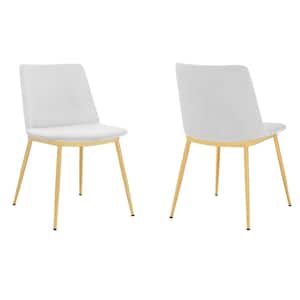 Messina White Velvet and Gold Metal Dining Chairs (Set of 2)