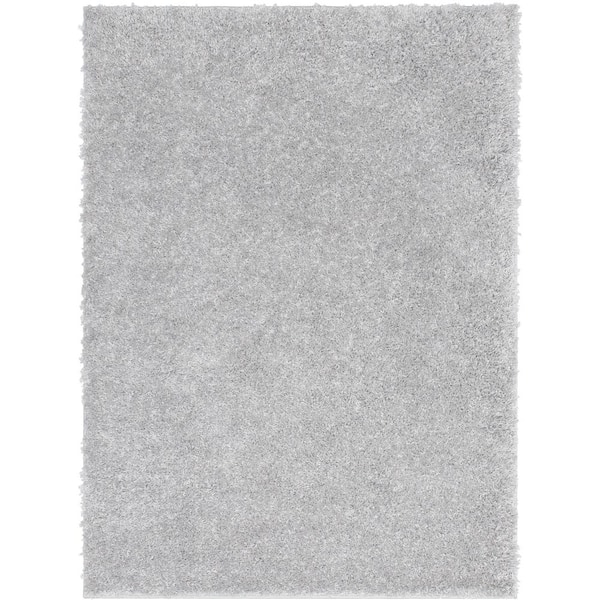 Well Woven Elle Basics Emerson Solid Shag Light Grey 2 ft. 3 in. x 3 ft. 11 in. Area Rug