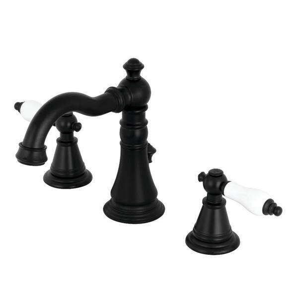 Kingston Brass Classic Porcelain 8 in. Widespread 2-Handle High-Arc Bathroom Faucet in Matte Black