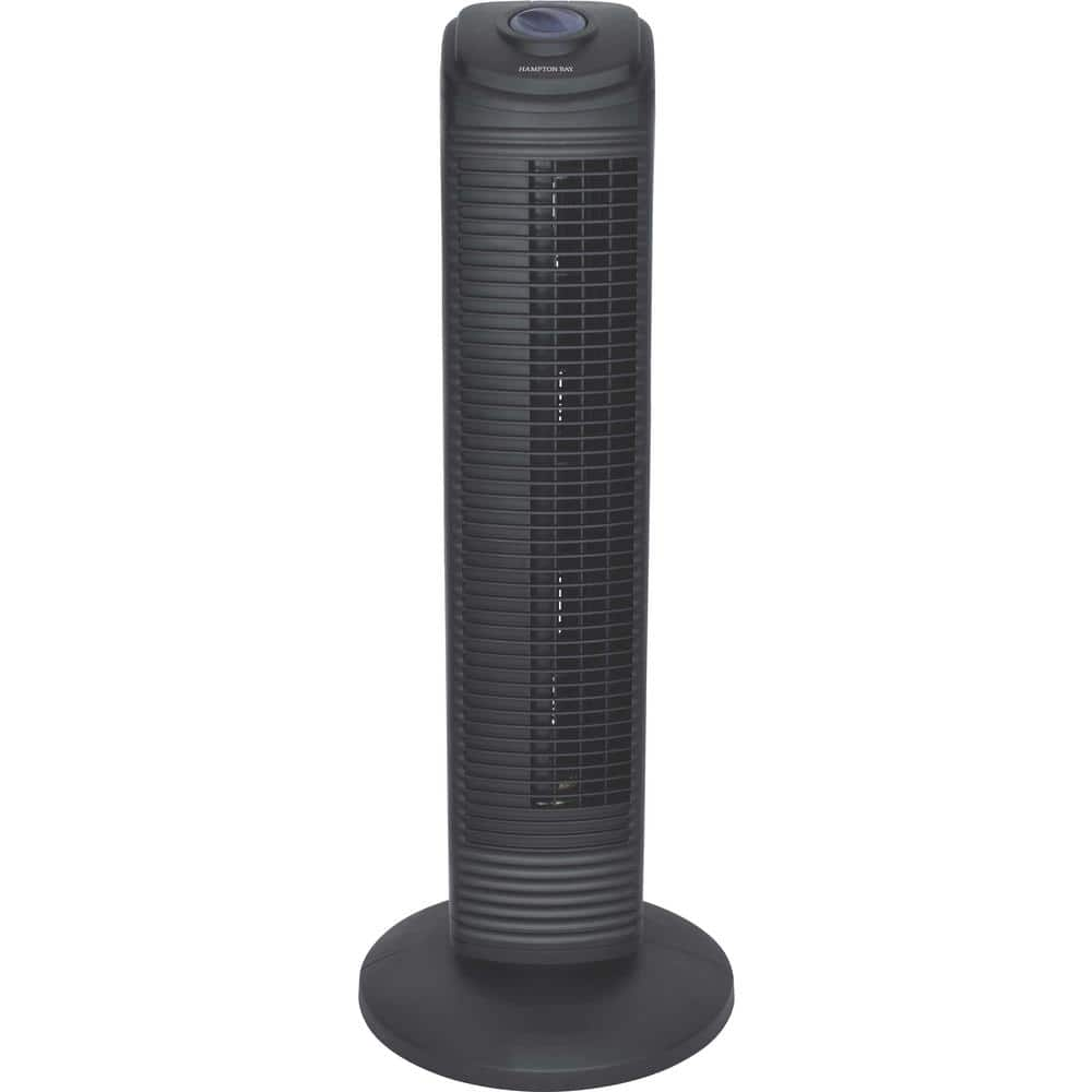 Hampton Bay 28 in. 3 Speed Oscillating Tower Fan in Black FZ-12A - The ...