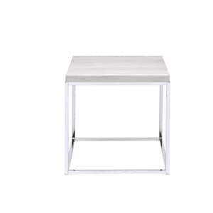 Snyder Whitewashed and Chrome End Table