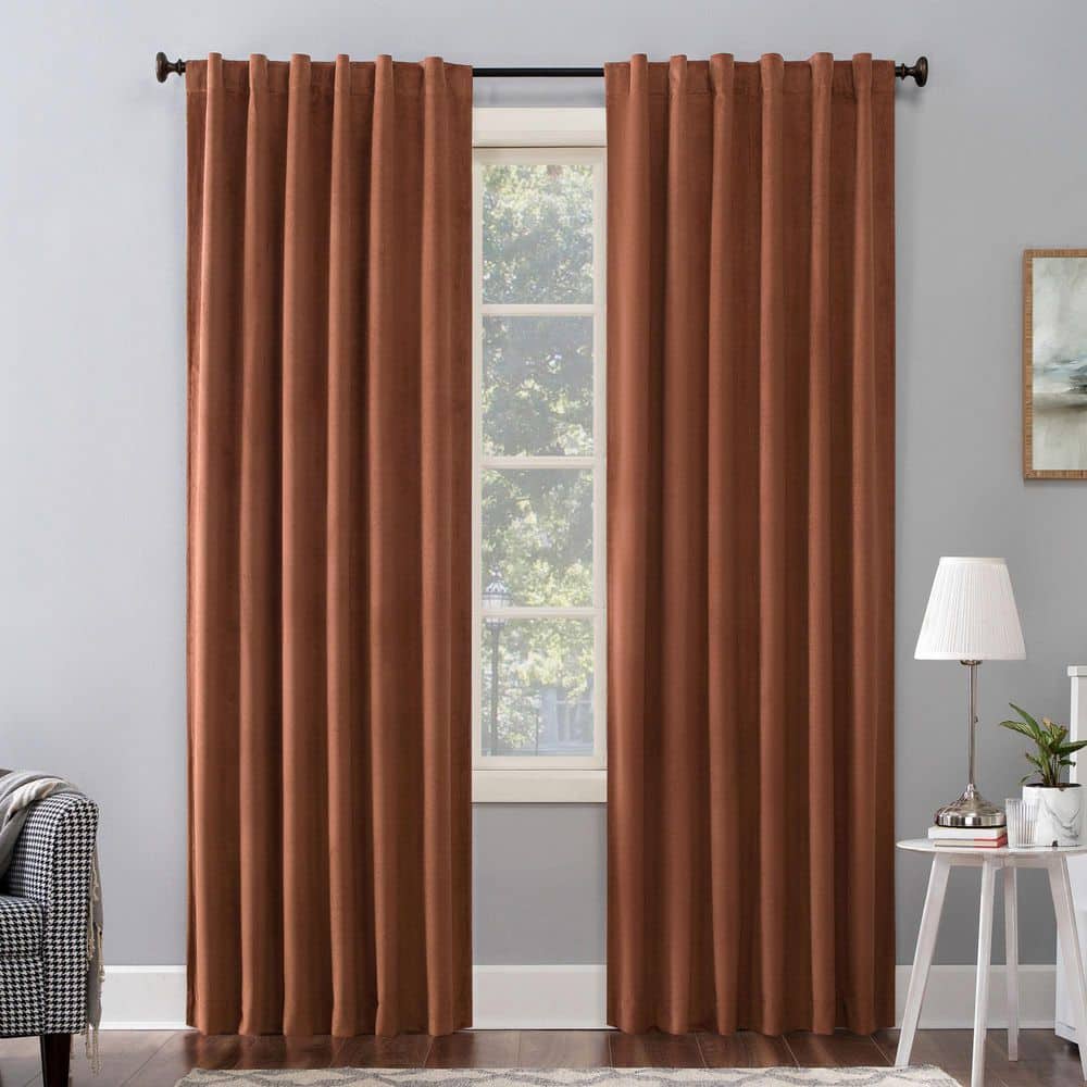 Terracotta Velvet Blackout Back Tab Curtain Panel