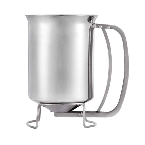Stainless Steel Pancake Batter Dispenser Easyflow Spout Wide Mouth Control Handle for Baking Cupcakes Muffins