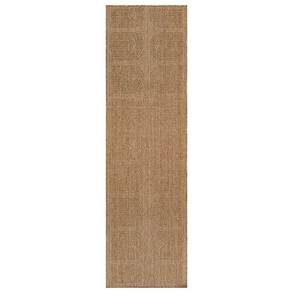 Geometric Border Natural/Jute Easy-Care Indoor/Outdoor Flat Woven 2 ft. 3 in. x 6 ft. Natural Area Rug