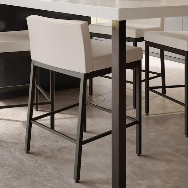 Fairfield Plus 26 in. Cream Faux Leather/Dark Brown Metal Counter Stool