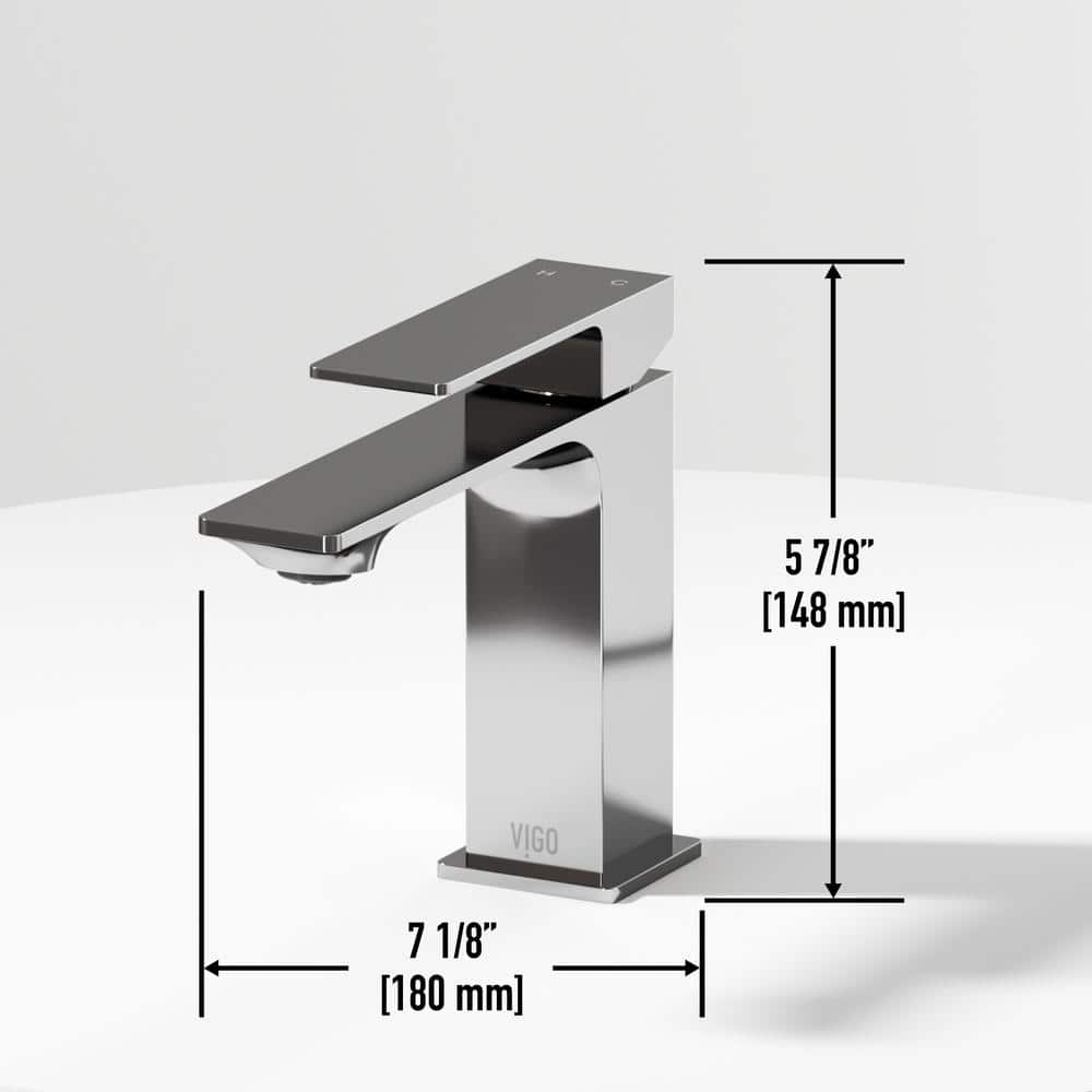 Dunn Chrome Rectangular High-Spout Single-Handle Bathroom Faucet