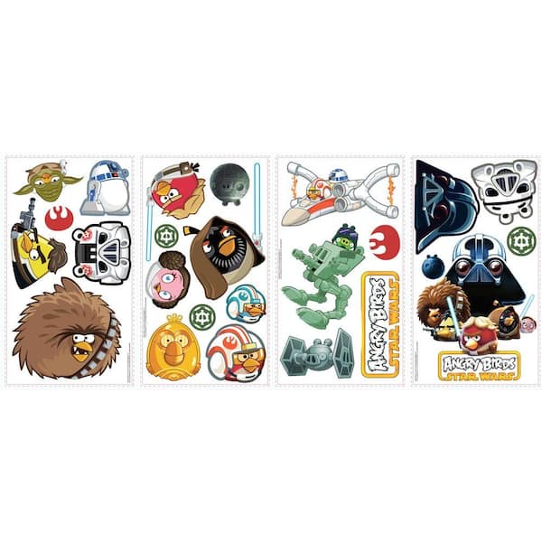 Unbranded 10 in. x 18 in. Angry Birds Star Wars 24-Piece Peel and Stick Wall Decals-DISCONTINUED